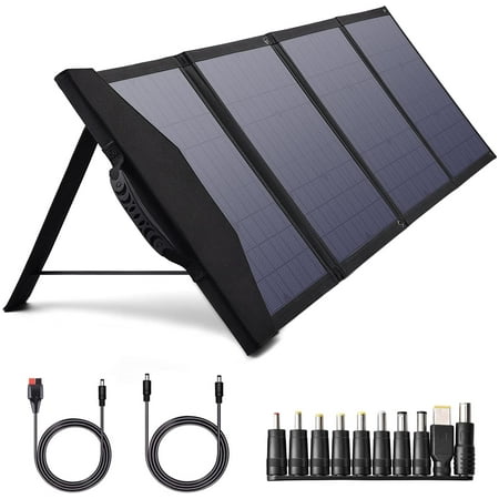 80W Potable Solar Panel Foldable Solar Charger with DC Output for Jackery/ROCKPALS Generator Tablet Cellphone iPad Camping RV