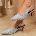 thumbnail image 6 of Xdegoge Slingback Heels for Women Closed Toe Pointed Pumps Plaid Pattern Metallic Hardware Accent Kitten Heels Dressy Party Shoes, 6 of 9