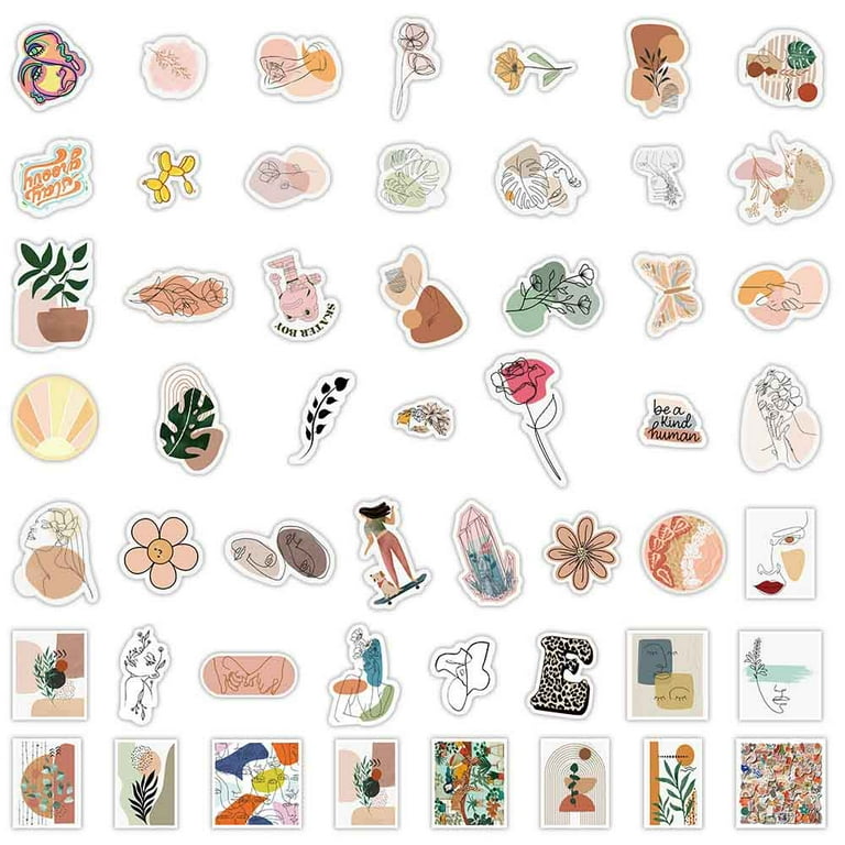 200Pcs Trendy Aesthetic Stickers, Cute VSCO Stickers for Girls Women, Vinyl  Fashion Decor Stickers for Water Bottle Scrapbook Laptop Phone Journaling
