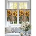 thumbnail image 4 of Sunflowers Sheer Curtains for Living Room Bedroom Rustic Summer Botanical Floral Wooden Grain Sheer Curtains 54 Inch Long 2 Panels Set Light Filtering Curtain Window Treatments Drapes for Dining Room, 4 of 6