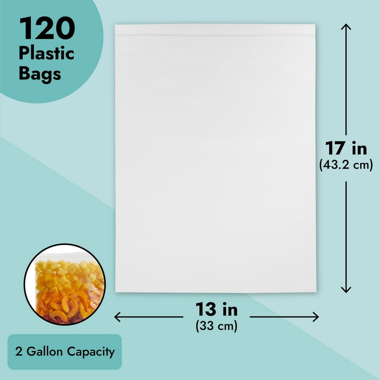 120-Pack Large Clear Plastic Self-Sealing 2 Gallon Storage Bags with Resealable  Zip Top Lock for Travel, Food, Freezer, Packaging, Shipping, Home  Organization (2mil, 17x13 In) 