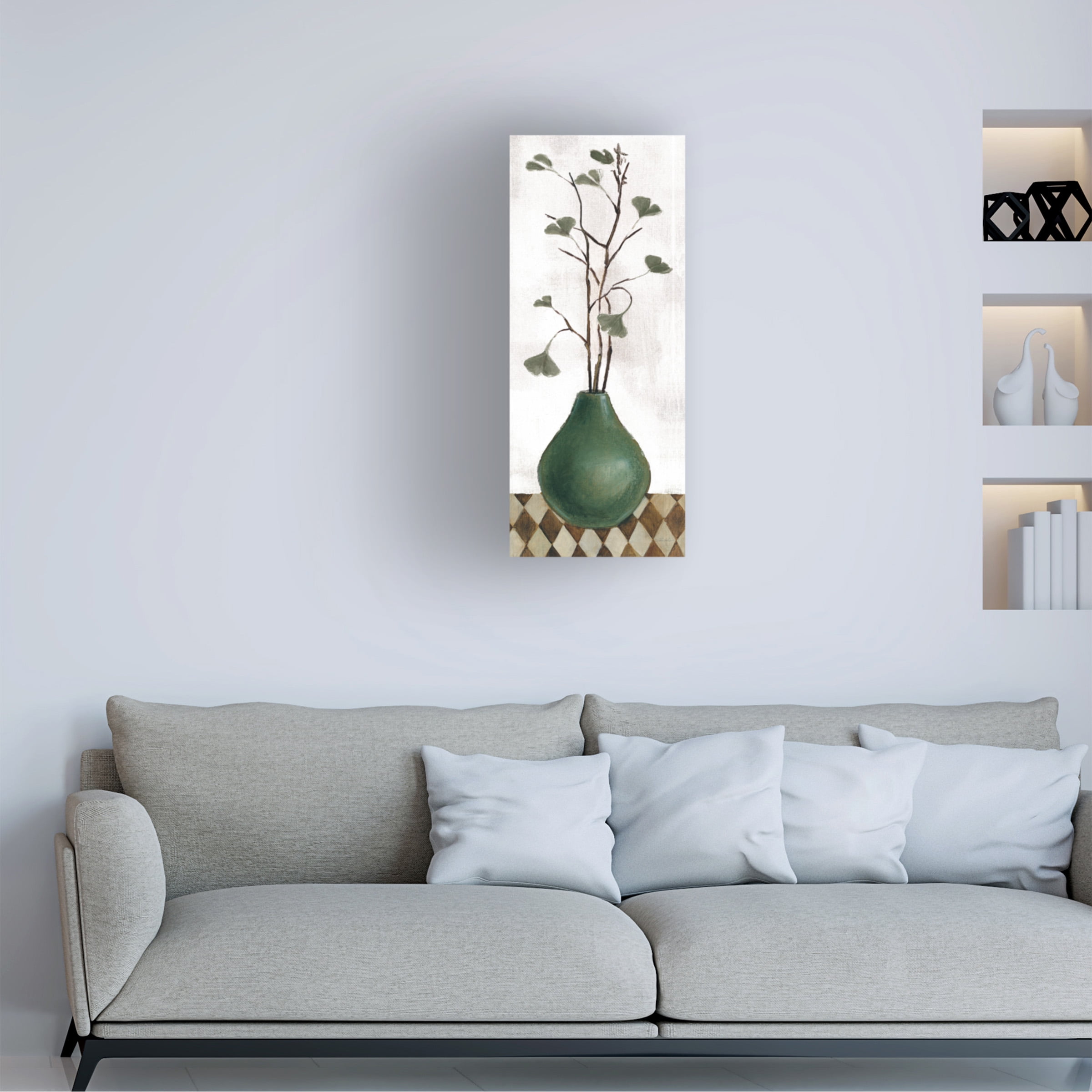 Silvia Vassileva 'Zen Panel I on White' Canvas Art