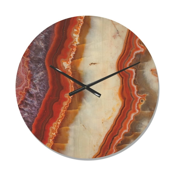 Designart 'Close Up Colorful Stone Stripes ' Modern Wood Wall Clock