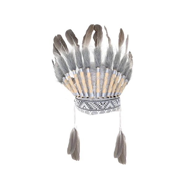Sombrero indio principal de plumas sintéticas Decoración Sombreros Accesorios para fotos Banda para el cabello para danza Macarena tocado indio