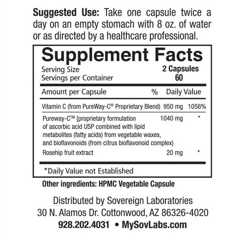 Vital C-LD Liposomal Vitamin C 520mg Capsules 120-count for Increased  Bioavailability than Traditional Vitamin C Supplements - Walmart.com