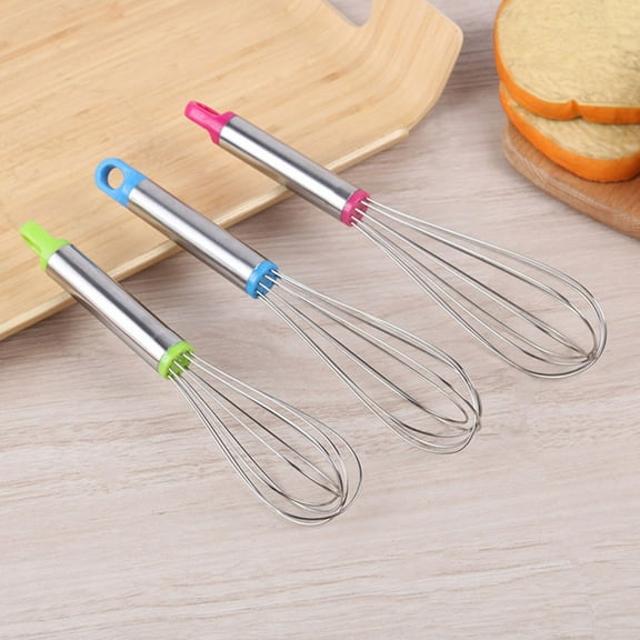 WRISTBIQUE Stainless Steel Egg Whisk Assorted Color 3Pcs 9.82X1.97X1.97in