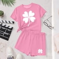thumbnail image 4 of Vestido de manga corta para niños Día de San Patricio impreso conjunto de dos piezas niñas casual cuello redondo blusa y pantalones cortos, 4 of 6