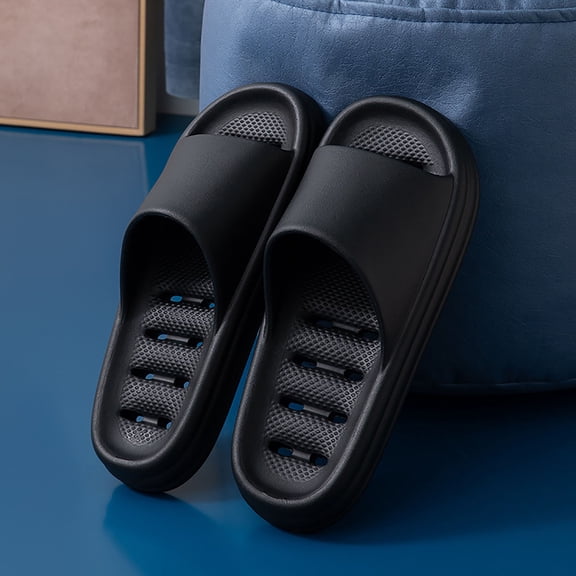 Viluyesy Slides Slippers for Mens, Lightweight Breathable Comfort Anti-Slip Shower Bedroom House Outdoor Cloud Sandals Black