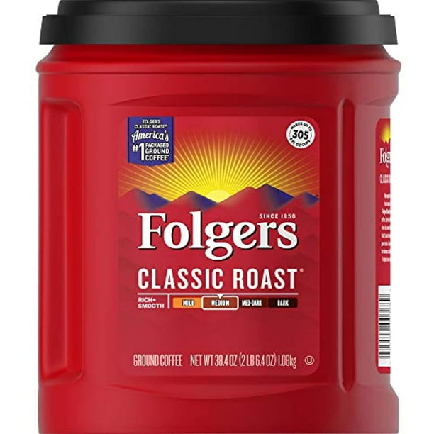 Folgers Classic Roast Medium Roast Ground Coffee, 38.4 Ounces