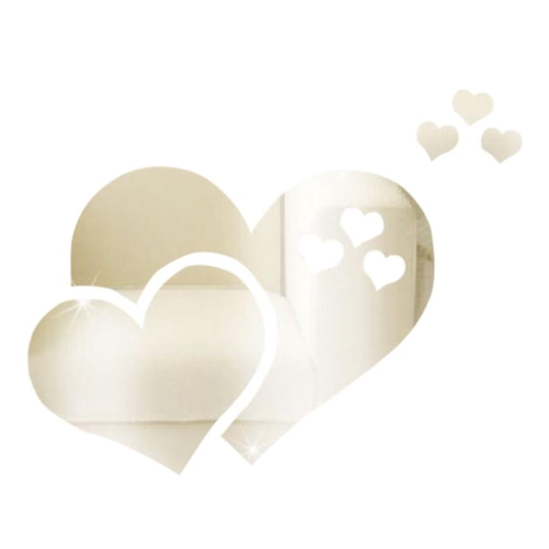 Espejo 3D pegatinas de pared amor corazón calcomanía DIY hogar dormitorio arte decoración (plata)