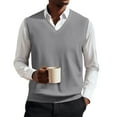 thumbnail image 3 of SAATLERI Sweater Vest Men Sleeveless Lightweight V-Neck Knitted Vest Classical Fashion Solid Color Pullover Slim Fit Tops, 3 of 4