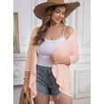 thumbnail image 3 of FlorCurve Plus Size Cardigans for Women 3/4 Sleeve Ruffle Cardigans Casual Lightweight Summer Cover Up, Pink 4XL, 3 of 6