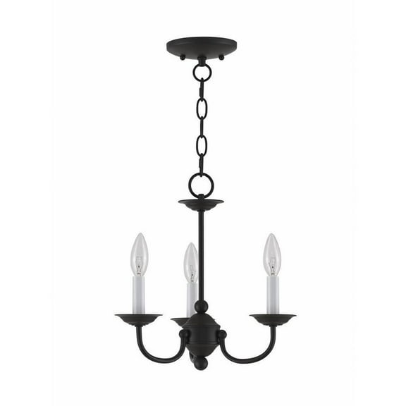 Traditional Farmhouse Three Light Chandelier-Black Finish Bailey Street Home 218-Bel-1653590