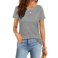 thumbnail image 4 of Womens Summer Casual Short Sleeve Tunics Tops Crew Neck Blouses Dressy Basic Shirts, 4 of 6