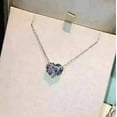 thumbnail image 3 of 3Ct Heart Cut Diamond Solitaire Pendant 14K White Gold Plated Free Chain 18", 3 of 4