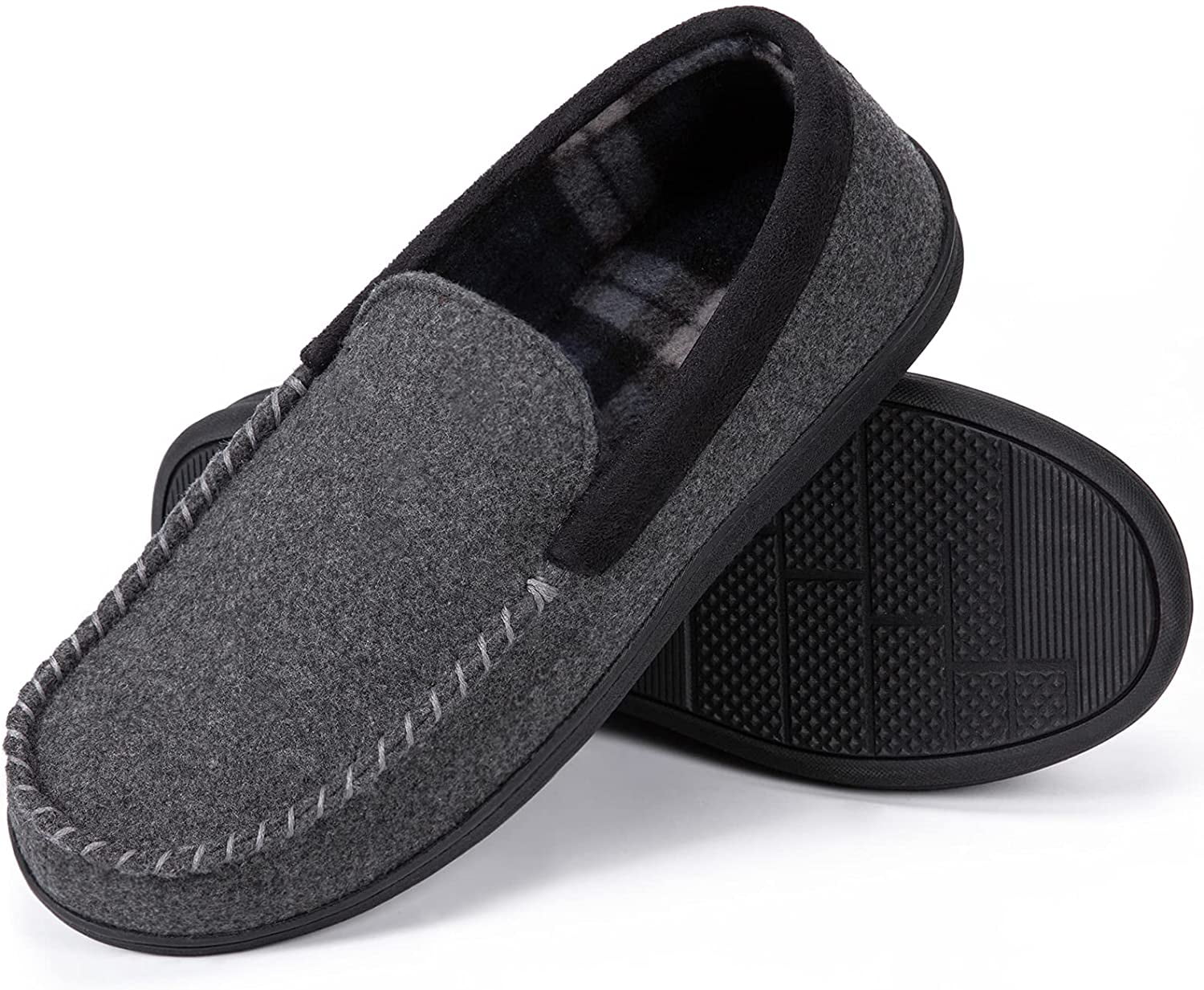 Mens Wool Micro Suede Moccasin Slippers House Shoes Indoor/Outdoor