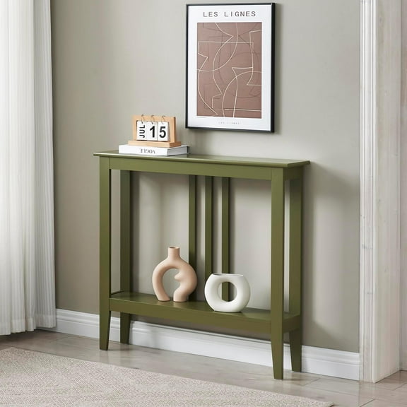 Narrow Console Table with Storage – Rectangular Entryway & Behind Sofa Table, Wood Accent Hallway Table for Foyer or Living Room, Espresso