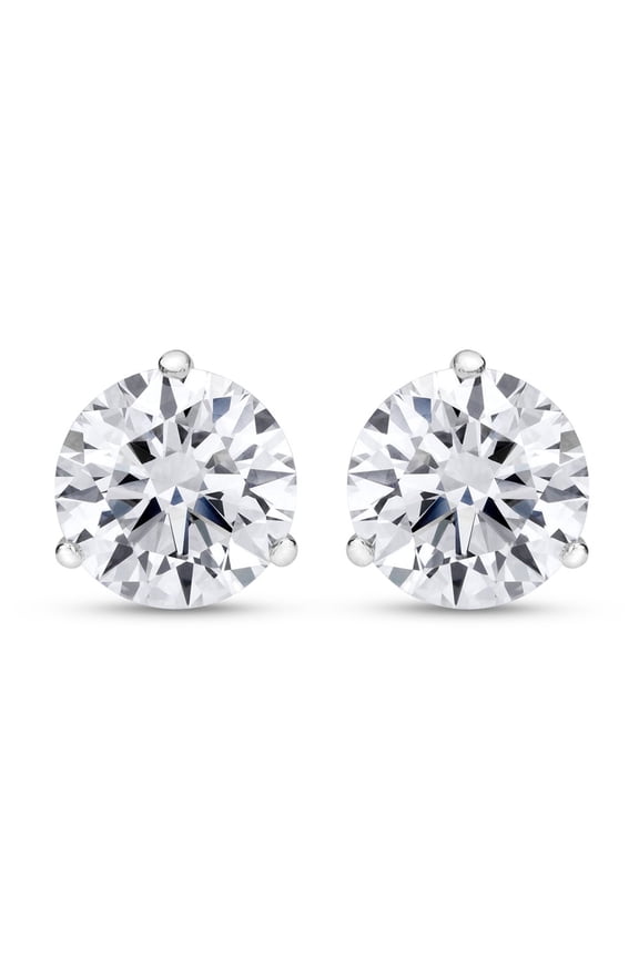 1 to 10 Carat IGI Certified LAB GROWN Round Cut Diamond Stud Earrings for Women 3 Prong Push Back (D-E COLOR, VS1-VS2 CLARITY) Platinum Round Shape 3 Carat