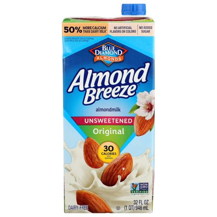 Blue Diamond Unsweet Orig Almond Breeze 32 fl oz Pack of 2