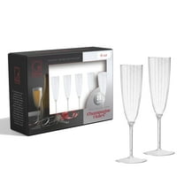 Posh Setting [8 Pack - 6 oz.] Plastic Champagne Flutes Silver Glitter Disposable Champagne Toasting Glasses Fancy Stemmed Cups for Parties, Weddings, and Dining Durable Reusable