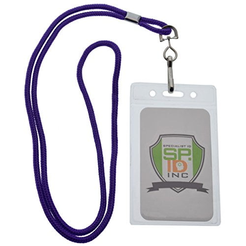 25 Pack Vertical ID Name Badge Holders with Lanyards (Business Card