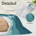 thumbnail image 6 of Nautical Anchor Teal Green Body Pillow Cover, Pillowcase Protectors with Zipper, Breathable Decorative Throw Pillow Case Cover, Coastal Ocean Ombre Striped Pillow Shams for Couch Sofa 24x36Inch, 6 of 8
