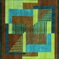 thumbnail image 1 of Ahgly Company Machine Washable Indoor Square Oriental Turquoise Blue Modern Area Rugs, 6' Square, 1 of 4