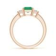 thumbnail image 2 of ANGARA Natural 1.5 ct Emerald and Diamond Three Stone Ring in 14K Rose Gold for Women (Size-8x6mm) | May Birthstone, Birthday, Anniversary, Jewelry Gift for Women | Natural Emerald Ring, 2 of 11