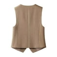 thumbnail image 5 of GEWSEY Women's Waistcoat Vest Button Down Sleeveless V-Neck Slim Fit Paired Fully Lined Business Casual Waistcoat with Pockets (Brown, S), 5 of 6
