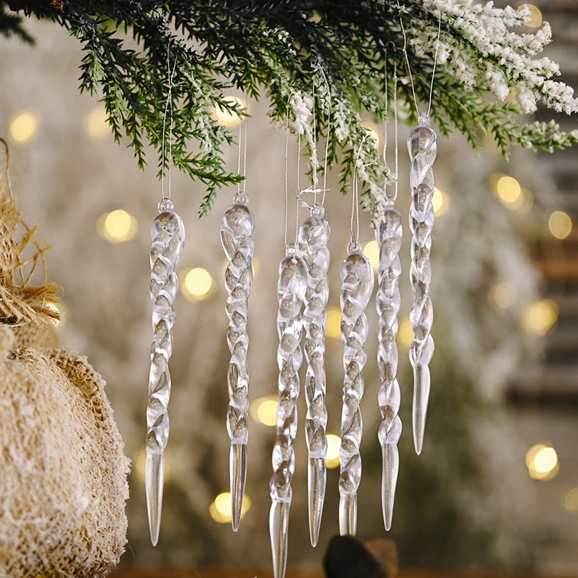 Details about   AG_ 6/12Pcs Plastic Icicle Ice Christmas Tree Pendant Ornament Party Decor Surpr 