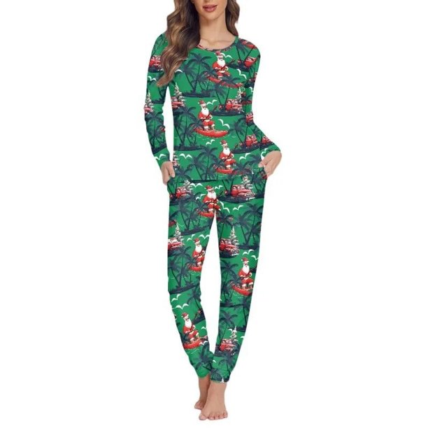 Conjunto de pijama de dos piezas, ropa de dormir de manga larga, informal, elegante, a la moda, con estampado a pedido, regalos de Navidad y otoño