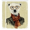 thumbnail image 3 of Ambesonne Animal Shower Curtain, Hipster Bear Glasses, 69"Wx70"L, Cream Dark Orange Black, 3 of 3