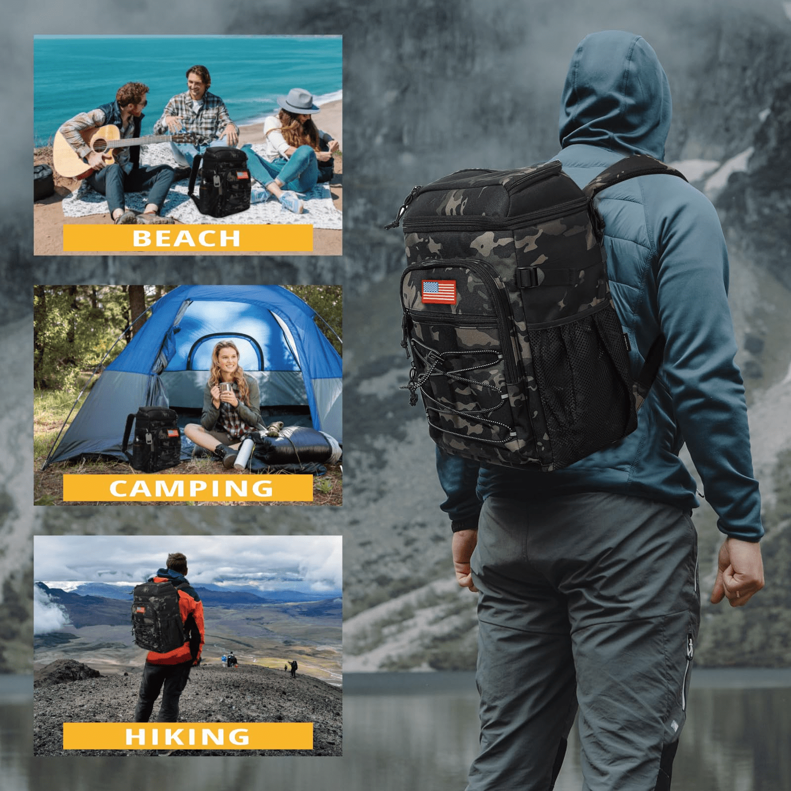 Backpack Cooler, 25L Cooler Backpack Insulated Leak-Proof, Heavy Duty Large Lunch Backpack, Waterproof Ice Chest Backpack for Men Women Adults Work Day trip Camping Beach Hiking Essential