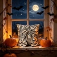 thumbnail image 6 of Diceymbol Halloween Throw Pillow Ivory Spiderweb Bat Bow Cushion for Couch Bed Gothic Home Decor 18 Inch, 6 of 8