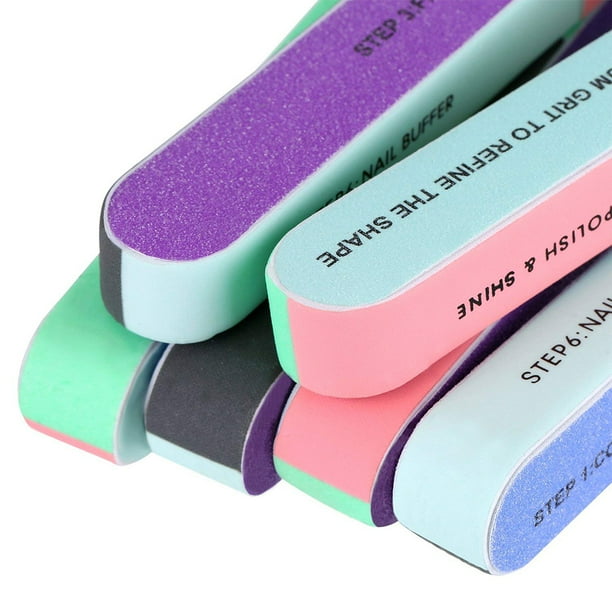 6 piezas de limas para pulir uñas, bloque para pulir y lijar, de 7 formas, para manicura y decoración de uñas