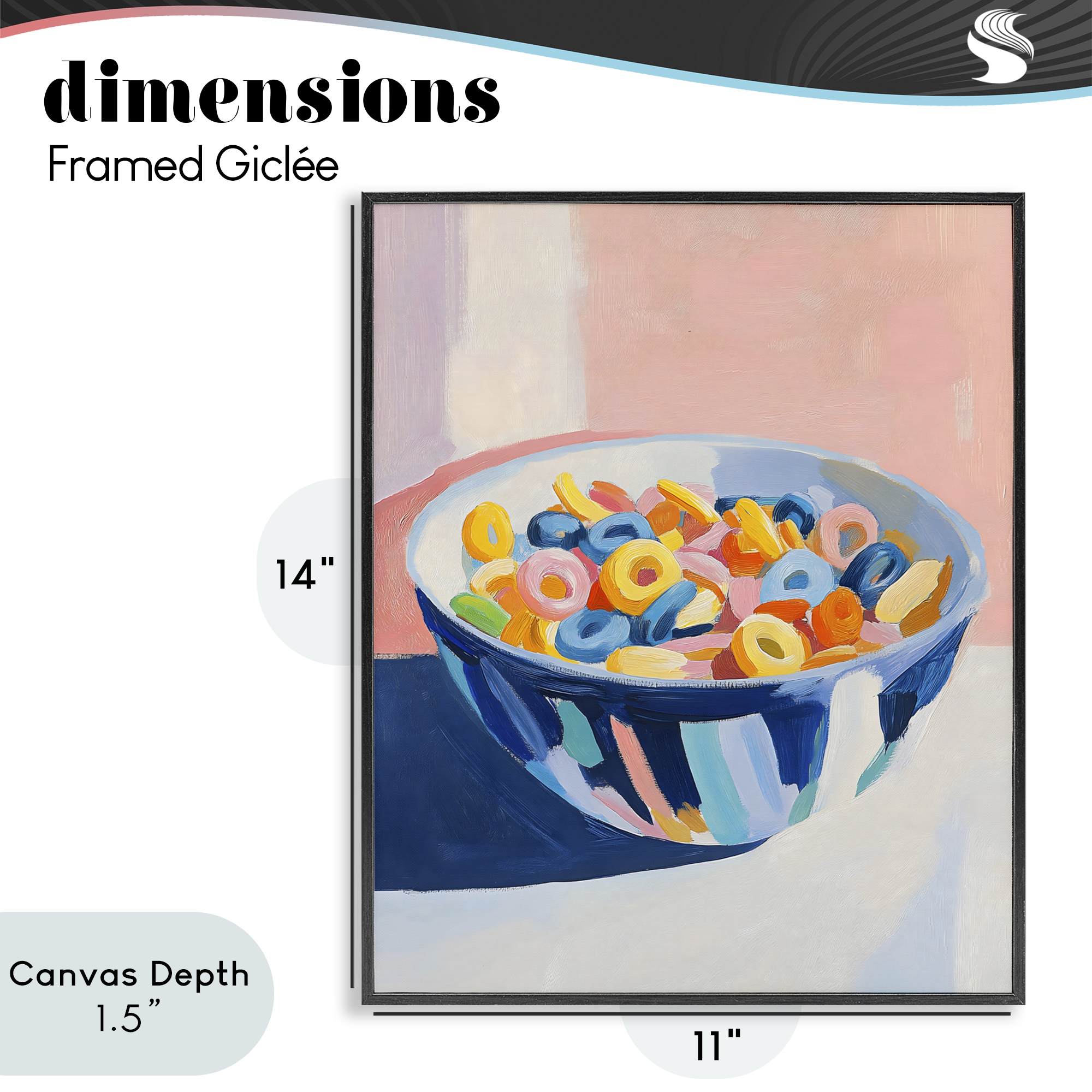 Stupell Industries Colorful Cereal Bowl Black Framed Giclee Art, design by The Prints Vibe