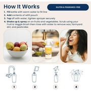 Truly Free Natural Fruit and Veggie Wash Kit - Produce Cleaner Spray (16oz Reusable Empty Bottle + Two Pouches, 3oz ea.) - DIY Vegetable Washer & Fruit Cleanser