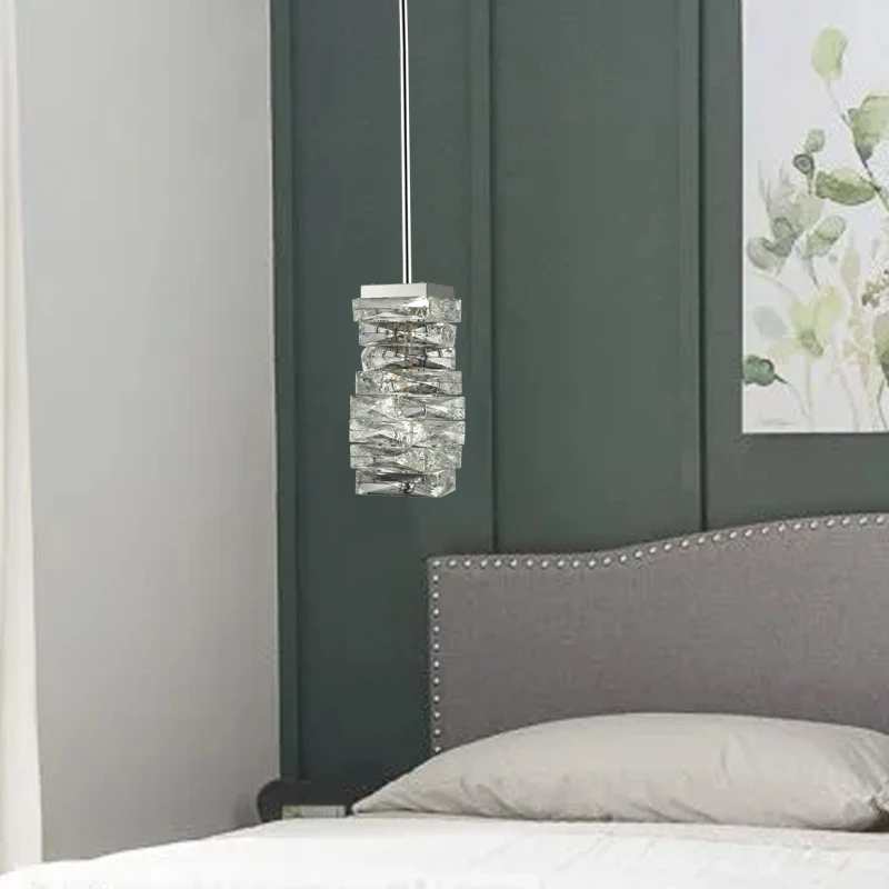Claxy Chome Crystal Glass Pendant Light LED Hanging Light Fixture