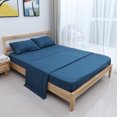 thumbnail image 3 of Juego de sábanas suaves, colcha con bolsillo profundo, juego de cama de alta calidad, color azul, tamaño completo, 4 Uds., 3 of 8