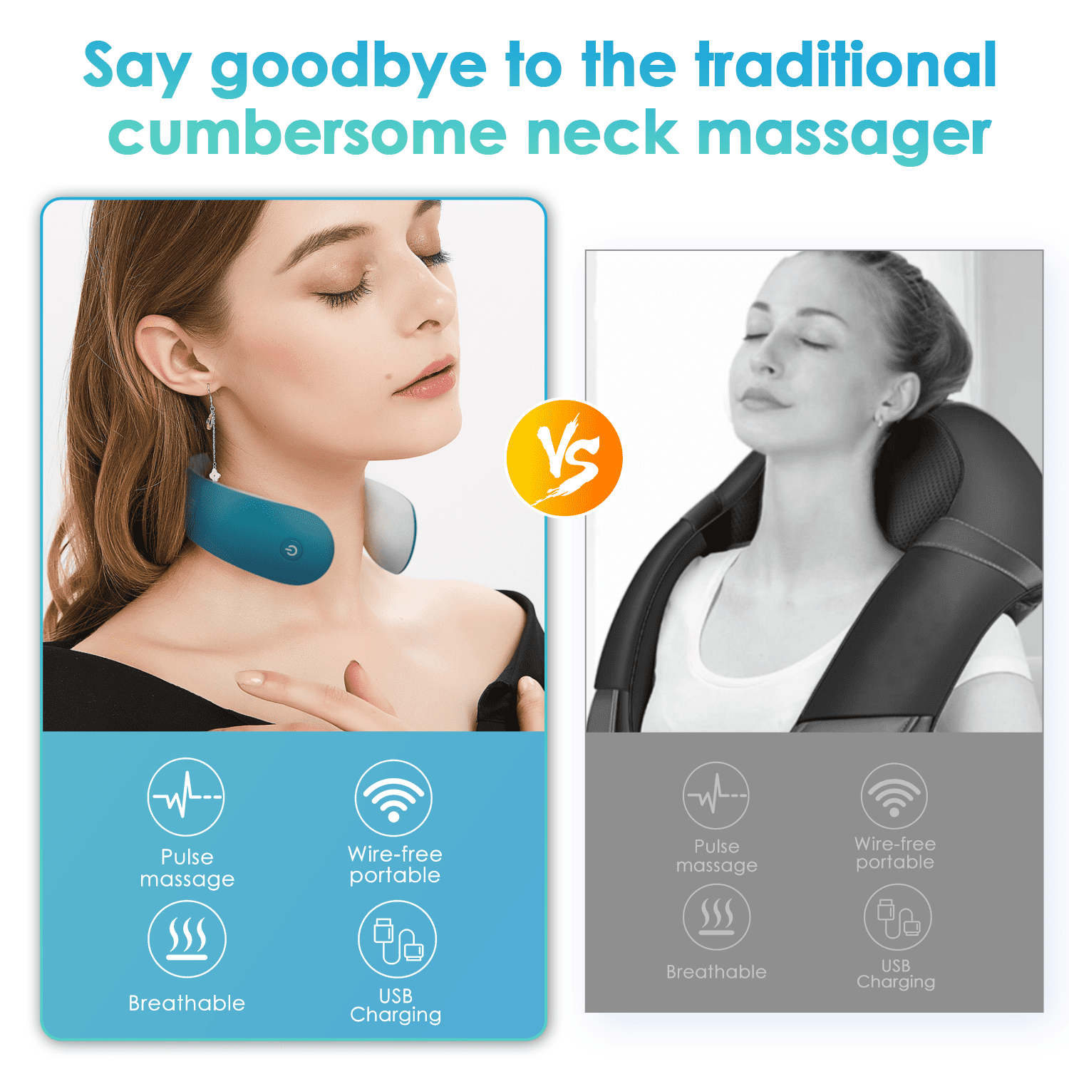 FSM impulses Neck Massager, Remote Controlled, 8 Modes and 15 Intensities,  APP Control, Heat, Electric Neck Massage Cordless, 8 Modes 15 Levels Smart  Deep Tissue Trigger Point Massage Use at Home, Outdoor
