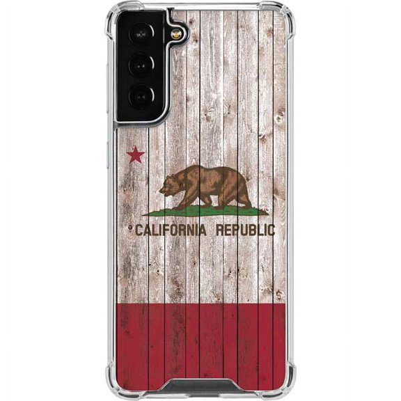 Skinit Countries of the World California Flag Dark Wood Galaxy S22 Plus Clear Case
