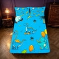 thumbnail image 5 of Manfei Cute Cartoon Dino Animals Queen Sheets,Kawaii Cars Queen Sheet Sets,Blue Green,4 Pieces,1 Flat Sheet,1 Fitted Sheet and 2 Pillowcases, 5 of 6