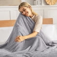 thumbnail image 5 of Exclusivo Mezcla Waffle Textured Soft Fleece Blanket, Queen Size Bed Blanket, Cozy Warm and Lightweight (Light Grey, 90"x90"), 5 of 10