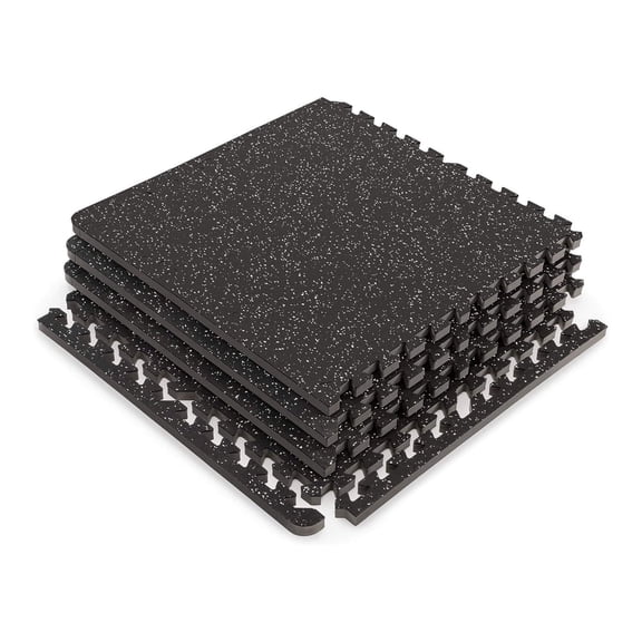 RitKeep Rubber Flooring Mats, 1/2 in x 24 in x 24 in, Sweatproof,  EVA Foam Black Exercise Mats