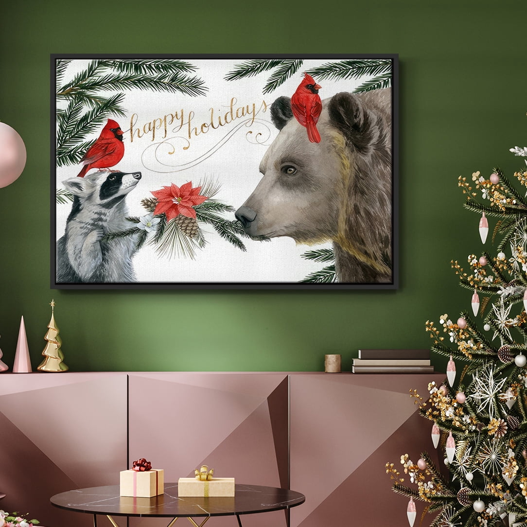 Timberland Christmas Collection A - Framed Gallery Wrapped Holiday Canvas - 25 x 37 - Black Frame