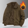 thumbnail image 5 of Ceisia Men's Reversible Sherpa Lined Cotton Trucker Jacket Fleece Collar Loose Fit Multi Pocket Warm Outer Coat Gift, 5 of 5