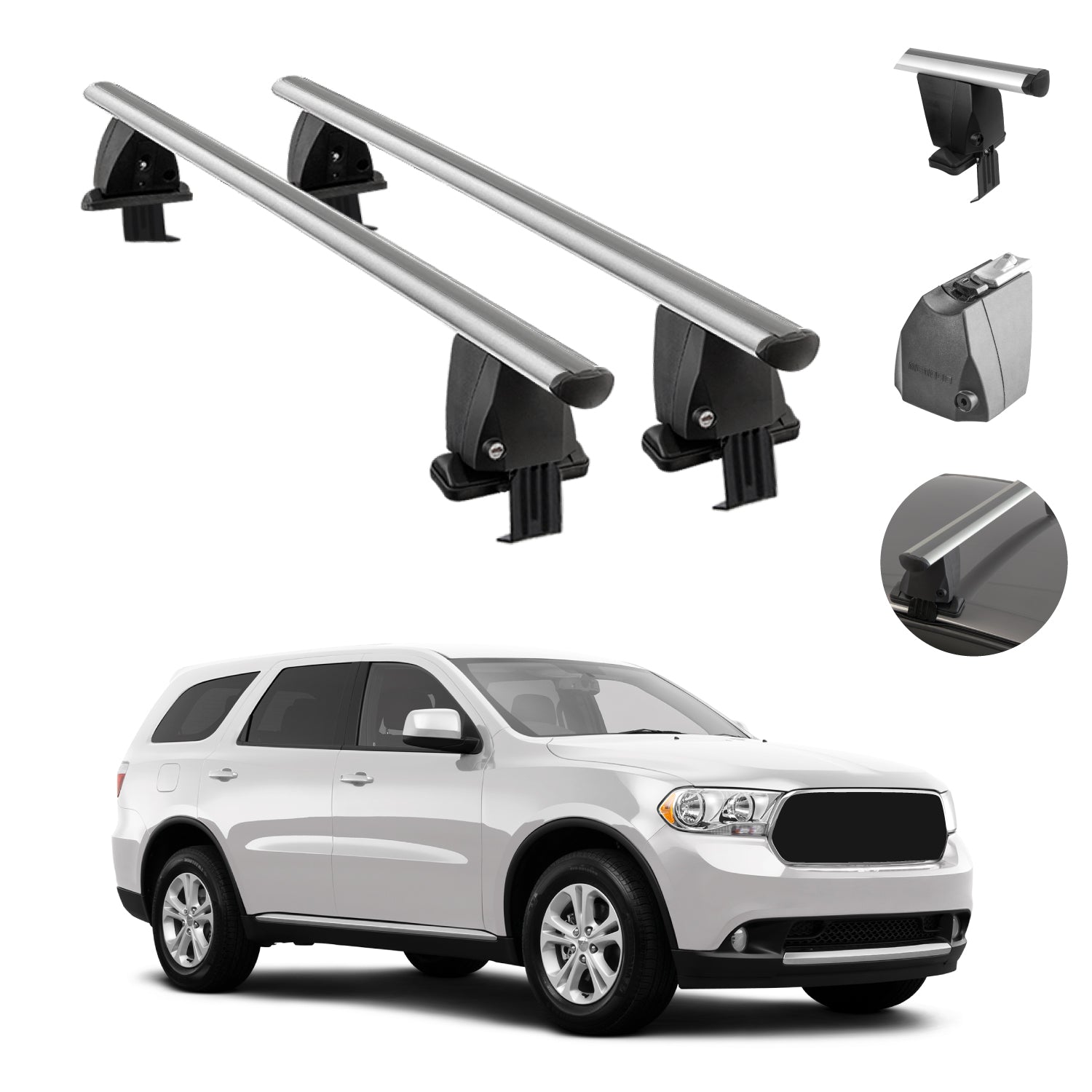 Silver Smooth Top Roof Rack Crossbar Luggage Carrier For Dodge Durango