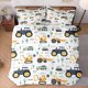 thumbnail image 2 of Juego de edredón con funda de almohada, Boho Madera Construcción Camión Tractor Suave, 2 of 7