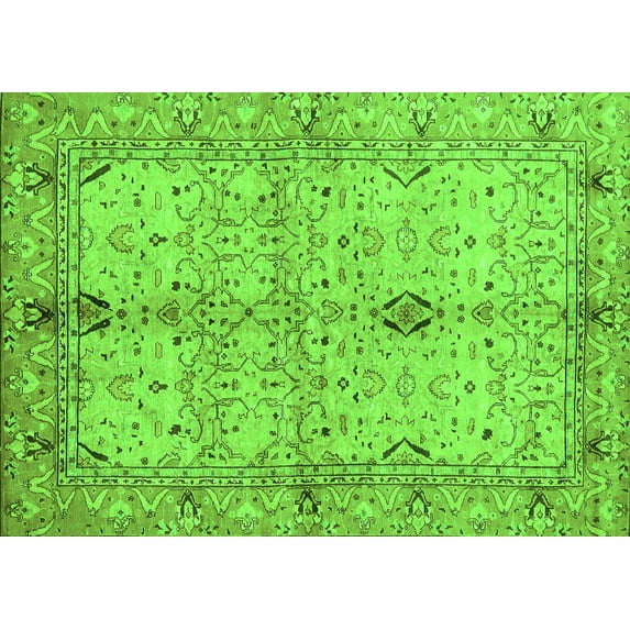 Ahgly Company Indoor Rectangle Oriental Green Traditional Area Rugs, 7' x 10'