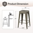 thumbnail image 2 of Vyrox 24 Inches Metal Bar Stools Set of 4, Stackable Backless Kitchen Island Stools with X-Brace Support, Indoor-Outdoor Use, Gun, 2 of 7